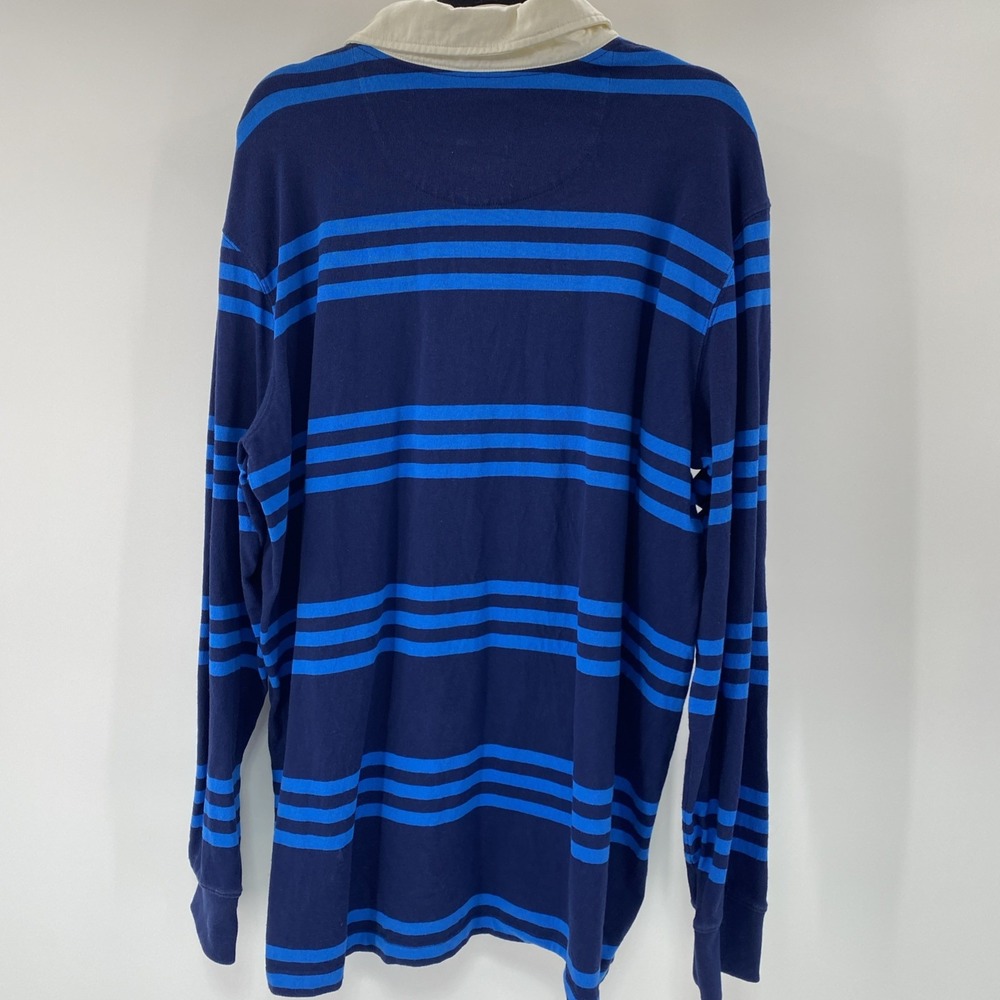 Lands End Rugby Shirt Mens XXL Blue Striped Preppy Ivy Classic Casual 2XL - Picture 3 of 11